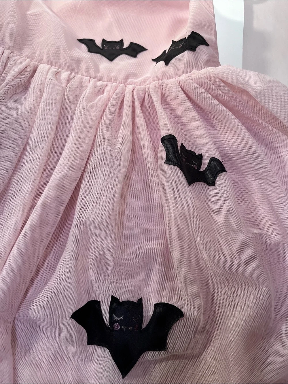 H&M Pale Pink Tulle Dress with Black Bat Appliqués